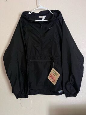 Vintage 80s L.L. Bean Black Hooded Anorak Pullover NWT